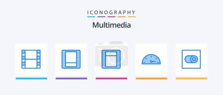 Ilustración de Multimedia Blue 5 Icon Pack Including . speed. . Creative Icons Design - Imagen libre de derechos