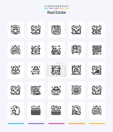 Téléchargez les illustrations : Creative Real Estate 25 OutLine icon pack  Such As real. sale. board. real. discount - en licence libre de droit