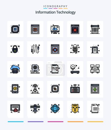 Ilustración de Creative Information Technology 25 Line FIlled icon pack  Such As message. alert. password. software. download - Imagen libre de derechos