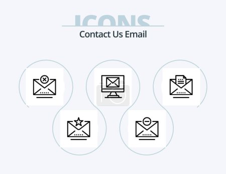 Illustration for Email Line Icon Pack 5 Icon Design. inbox. download. email. box. email - Royalty Free Image