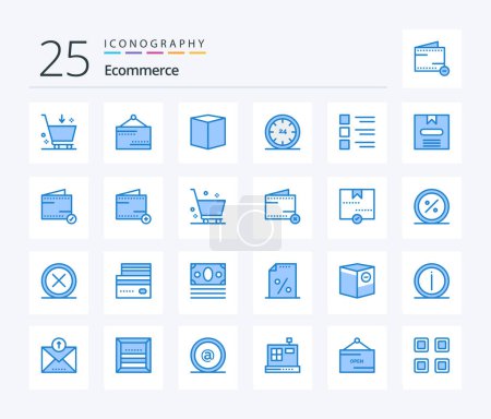 Illustration for Ecommerce 25 Blue Color icon pack including checklist. e. box. day. and - Royalty Free Image