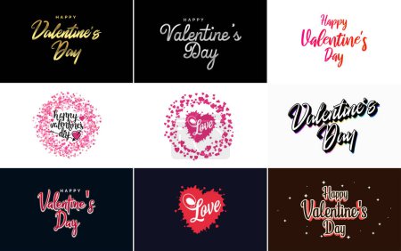 Illustration for Happy Valentine's Day hand lettering calligraphy text and heart. isolated on white background vector illustration - Royalty Free Image