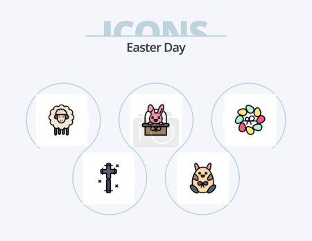 Illustration for Easter Line Filled Icon Pack 5 Icon Design. easter. nature. chicken. easter. egg - Royalty Free Image