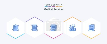 Illustration for Medical Services 25 Blue icon pack including chart. medical. invoice. money. finance - Royalty Free Image