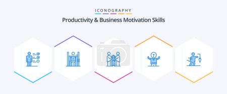 Ilustración de Productivity And Business Motivation Skills 25 Blue icon pack including person. improvement. management. business. partners - Imagen libre de derechos