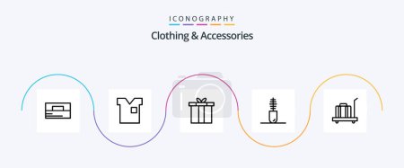 Téléchargez les illustrations : Clothing and Accessories Line 5 Icon Pack Including baggage. fashion. t shirt. clothing. gift - en licence libre de droit