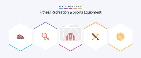 Illustration for Fitness Recreation And Sports Equipment 25 Flat icon pack including ball. bat. sport. baseball. healthcare - Royalty Free Image
