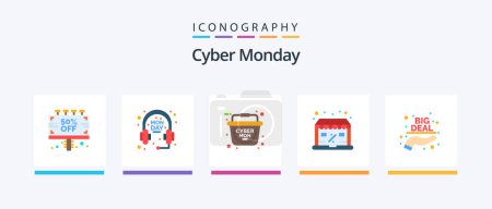 Illustration for Cyber Monday Flat 5 Icon Pack Including hand. big deal. basket. sale. online. Creative Icons Design - Royalty Free Image
