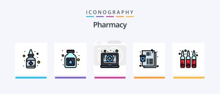Illustration for Pharmacy Line Filled 5 Icon Pack Including . cotton swab. drugs. beauty. calendar. Creative Icons Design - Royalty Free Image