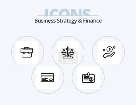 Ilustración de Business Strategy And Finance Line Icon Pack 5 Icon Design. signature. document. dollar. notepad. law - Imagen libre de derechos