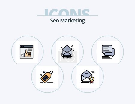 Illustration for Seo Marketing Line Filled Icon Pack 5 Icon Design. target. darts. team. bubble. messages - Royalty Free Image