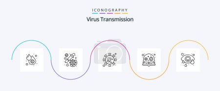 Ilustración de Virus Transmission Line 5 Icon Pack Including eye. search. virus. loupe. education - Imagen libre de derechos