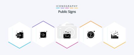 Illustration for Public Signs 25 Glyph icon pack including . sleep. mail. night. questions - Royalty Free Image