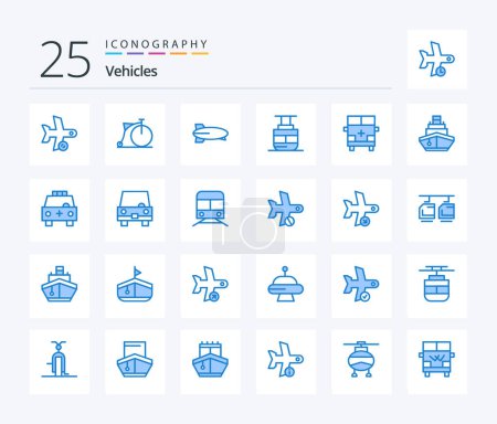 Illustration for Vehicles 25 Blue Color icon pack including ambulance. transportation. wheel. transport. vehicles - Royalty Free Image