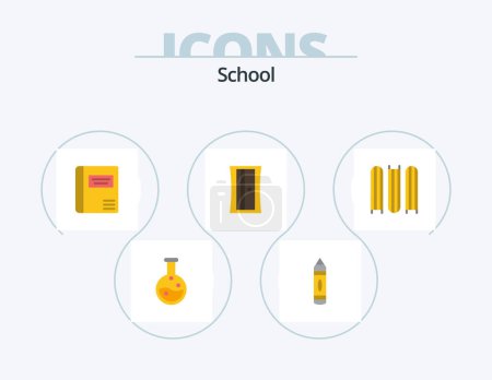Téléchargez les illustrations : School Flat Icon Pack 5 Icon Design. . education. education. document. sharpener - en licence libre de droit
