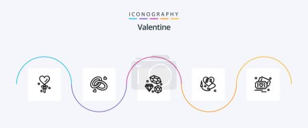Téléchargez les illustrations : Valentine Line 5 Icon Pack Including love. valentines. love. valentine. engagment ring - en licence libre de droit