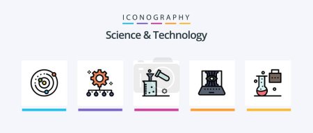Illustration for Science And Technology Line Filled 5 Icon Pack Including lab flask. chemical flask. science of matter. scientific. science information. Creative Icons Design - Royalty Free Image