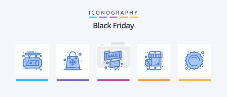 Illustration for Black Friday Blue 5 Icon Pack Including sale. discount. seasons. offer. sale label. Creative Icons Design - Royalty Free Image