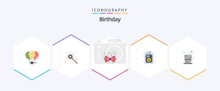 Téléchargez les illustrations : Birthday 25 Flat icon pack including birthday. party. bow. invitation. birthday - en licence libre de droit