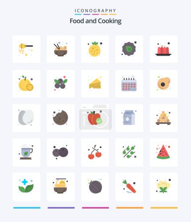 Téléchargez les illustrations : Creative Food 25 Flat icon pack  Such As food. vegetarian. food. vegan. leaf - en licence libre de droit