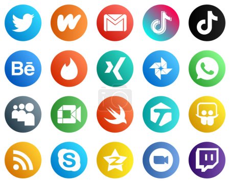 Ilustración de 20 Social Media Icons for Every Platform such as myspace. google photo. douyin. xing and behance icons. High definition and professional - Imagen libre de derechos