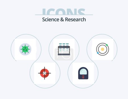 Téléchargez les illustrations : Science Flat Icon Pack 5 Icon Design. . . virus. structure. atom - en licence libre de droit