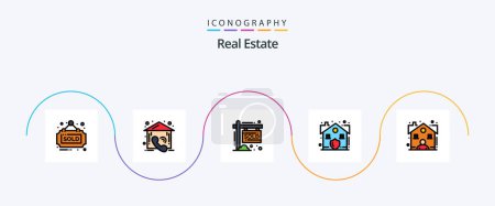Ilustración de Real Estate Line Filled Flat 5 Icon Pack Including estate. security. house. real. estate - Imagen libre de derechos