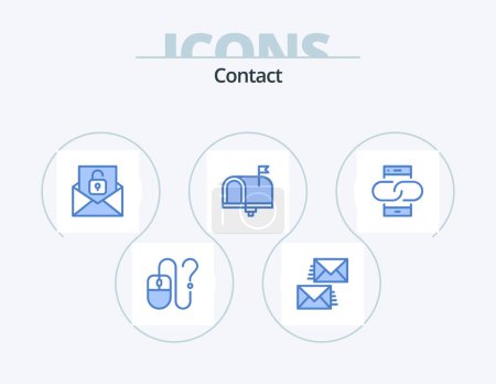 Illustration for Contact Blue Icon Pack 5 Icon Design. email. contact. email. communication. envelope - Royalty Free Image