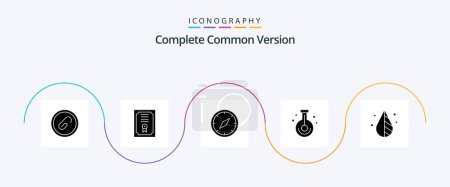 Ilustración de Complete Common Version Glyph 5 Icon Pack Including science. laboratory. compass. chemistry. navigation - Imagen libre de derechos