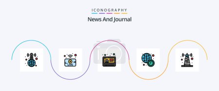 Illustration for News Line Filled Flat 5 Icon Pack Including technology. world news. news. time. clock - Royalty Free Image