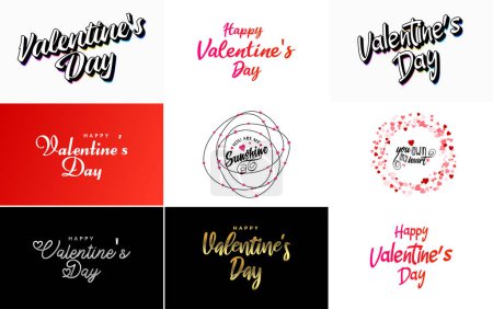 Illustration for Happy Valentine's Day hand lettering calligraphy text and heart. isolated on white background vector illustration - Royalty Free Image