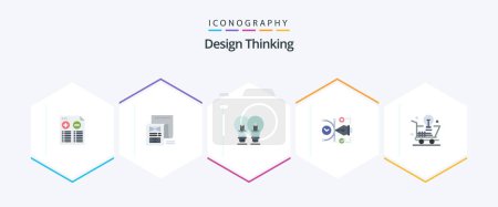 Illustration for Design Thinking 25 Flat icon pack including digital. vector. attachment. file. pencil - Royalty Free Image