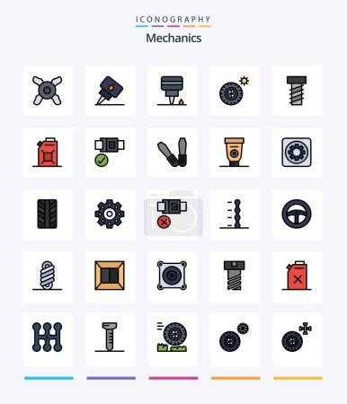 Illustration for Creative Mechanics 25 Line FIlled icon pack  Such As tools. safety. bolt. lock. oil - Royalty Free Image