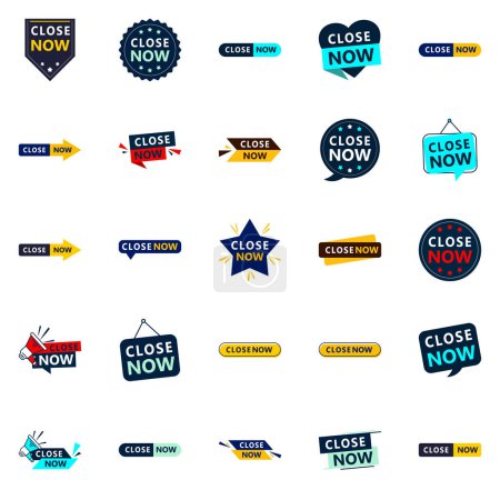 Illustration for Act Now and Close Text Banners Pack of 25 - Royalty Free Image