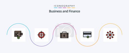 Téléchargez les illustrations : Finance Line Filled Flat 5 Icon Pack Including organization. business. dollar. payment. finance - en licence libre de droit