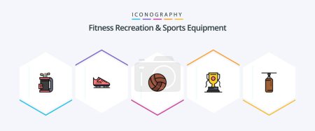 Illustration for Fitness Recreation And Sports Equipment 25 FilledLine icon pack including game. award. skates. achievment. volleyball - Royalty Free Image