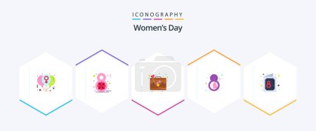 Illustration for Womens Day 25 Flat icon pack including face. female. celebrate. eight. love - Royalty Free Image