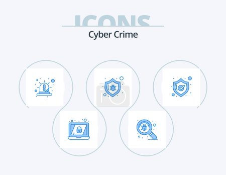 Illustration for Cyber Crime Blue Icon Pack 5 Icon Design. shield. security. emergency. protect. antivirus - Royalty Free Image