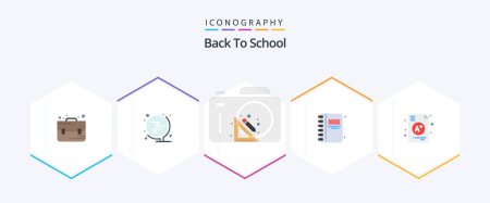 Téléchargez les photos : Back To School 25 Flat icon pack including education. a. ruler. open book. bookmark - en image libre de droit