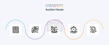 Illustration for Auction Line 5 Icon Pack Including quality. time. auction. wristwatch. clock - Royalty Free Image