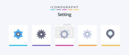 Ilustración de Setting Flat 5 Icon Pack Including . location. setting. setting. wheel. Creative Icons Design - Imagen libre de derechos