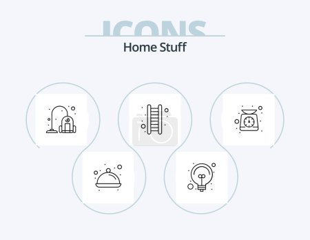 Illustration for Home Stuff Line Icon Pack 5 Icon Design. makeup. clock. kitchen. dish - Royalty Free Image