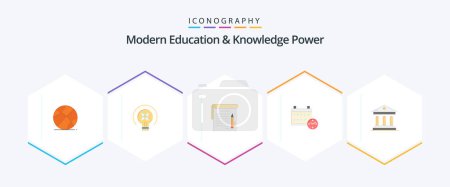 Illustration for Modern Education And Knowledge Power 25 Flat icon pack including bank. education. student . date. calendar - Royalty Free Image