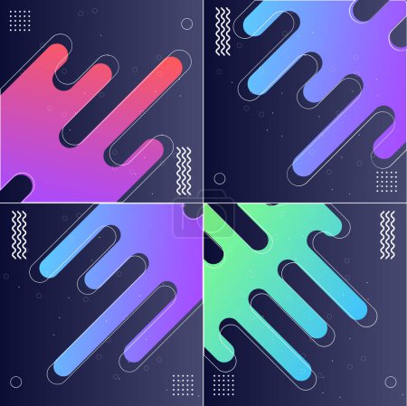 Ilustración de Seamless Vector Patterns with Diagonal Stripes Pack of 4 Abstract Backgrounds - Imagen libre de derechos