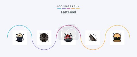 Téléchargez les illustrations : Fast Food Line Filled Flat 5 Icon Pack Including . food. meal. fast food. food - en licence libre de droit