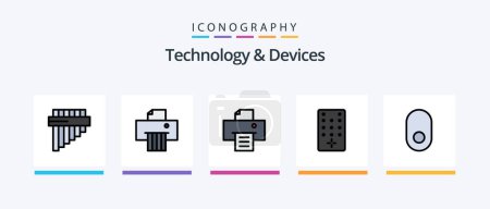 Téléchargez les illustrations : Devices Line Filled 5 Icon Pack Including . paper. hardware. device. electric. Creative Icons Design - en licence libre de droit