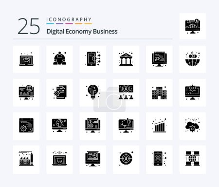 Illustration for Digital Economy Business 25 Solid Glyph icon pack including speaker. finance. digital. economy. bank - Royalty Free Image