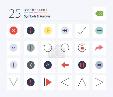 Ilustración de Symbols & Arrows 25 Flat Color icon pack including hide. circle. right. tick. check - Imagen libre de derechos