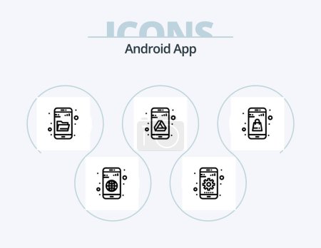 Téléchargez les illustrations : Android App Line Icon Pack 5 Icon Design. radio. communication. drive. app. cross - en licence libre de droit