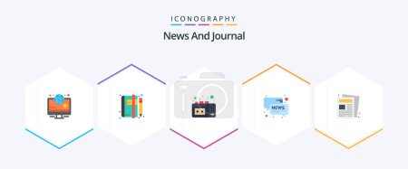 Illustration for News 25 Flat icon pack including paper. news. tape recording. news. conversation - Royalty Free Image